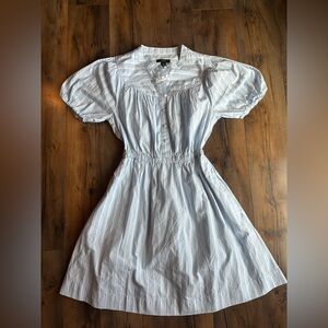 J.Crew Blue Stripe Puff Sleeve Dress XS Cottagecore Coastal Cotton